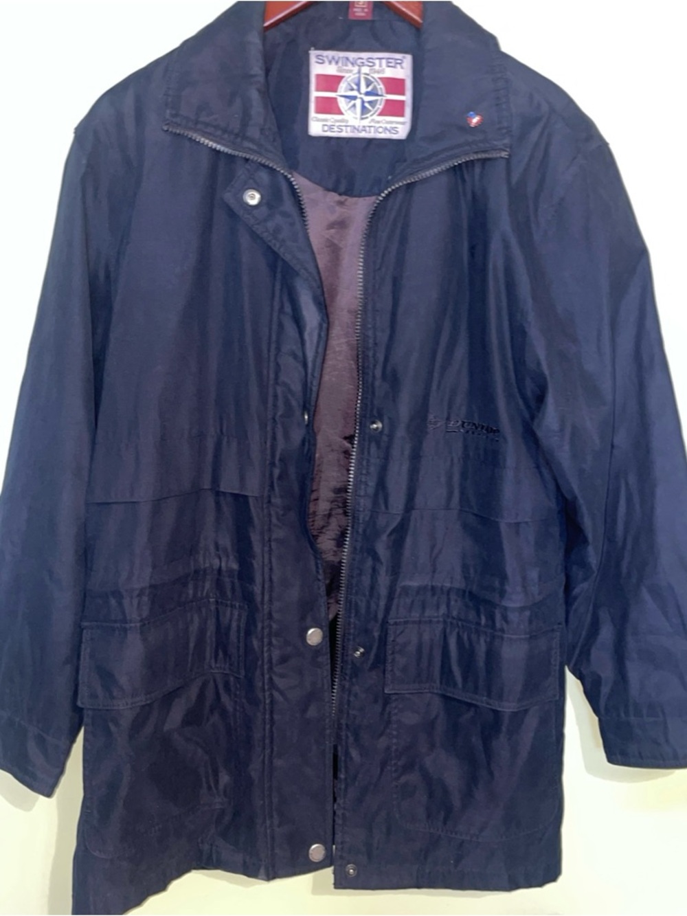 Vintage Swingster Black Lightweight Jacket Size Sm Dunlop Logo Good Condition